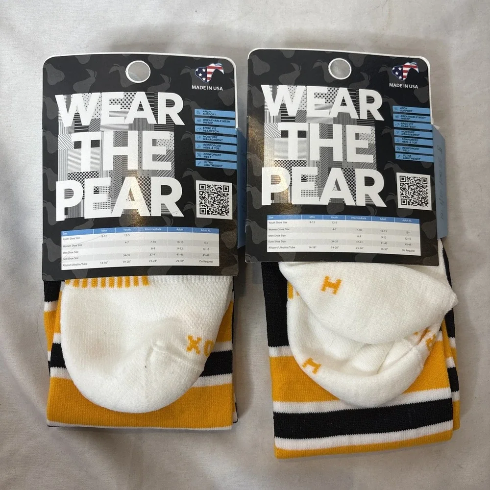 (2) Pear Sox‎ Size Intermediate Athletic Baseball Socks Striped USA